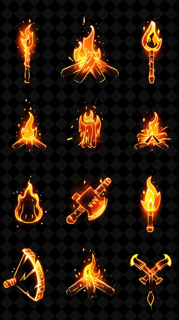 PSD la palabra fuego está en el fondo negro
