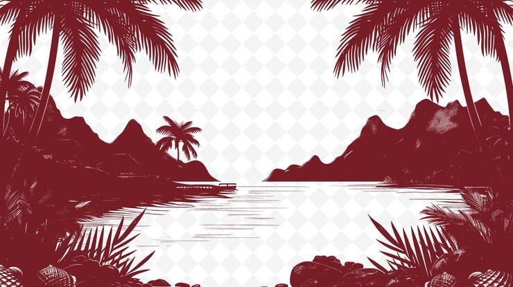 PSD la palabra palmeras está en el fondo de una puesta de sol