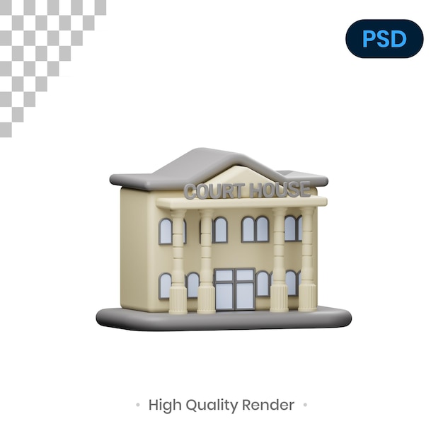 PSD palacio de justicia 3d render ilustración premium psd