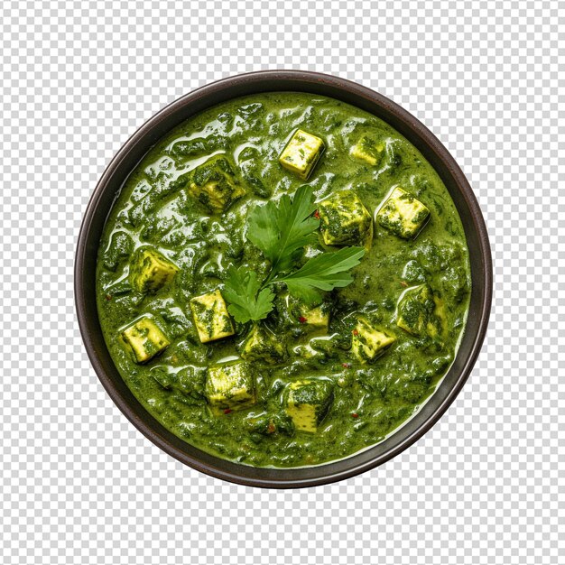 PSD palak paneer em uma tigela isolada em fundo transparente comida tradicional indiana