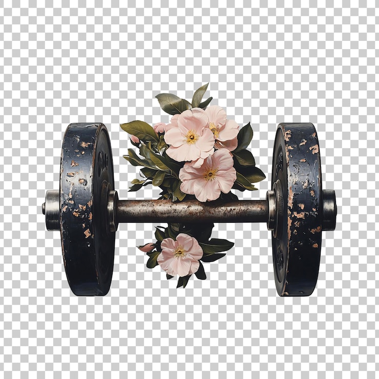 PSD palanca decorada con flores rosas con hojas verdes sobre un fondo transparente