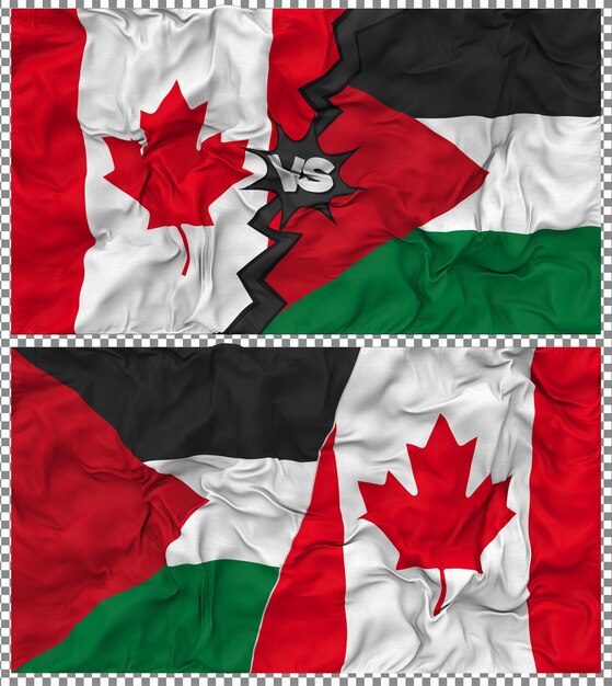 La Palestine contre le Canada Half Combined Flag Cloth Bump Texture Rendering 3D (en anglais)