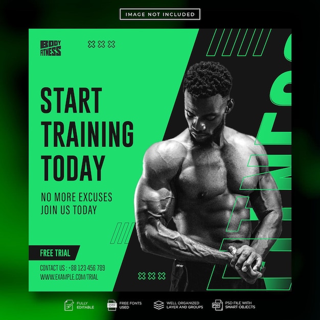 Palestra e fitness instagram palestra promozionale post sui social media o modello di banner web