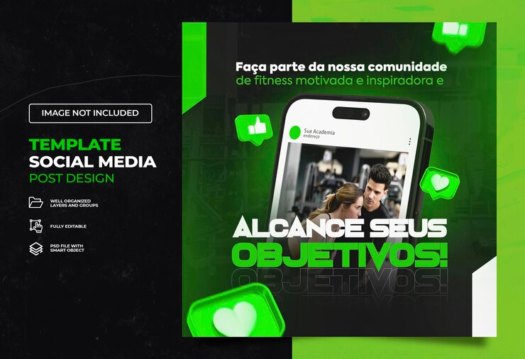 PSD palestra fitness social media banner feed modello psd portoghese brasiliano