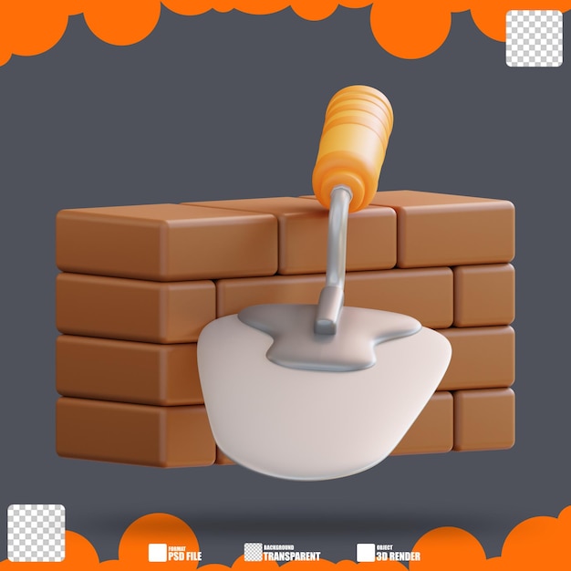 Paleta de albañilería de ilustración 3d 3