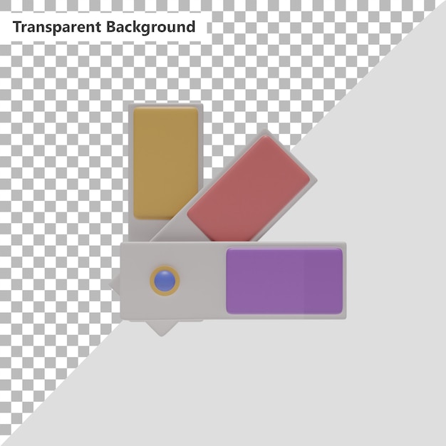 Paleta de colores 3d render fondo transparente