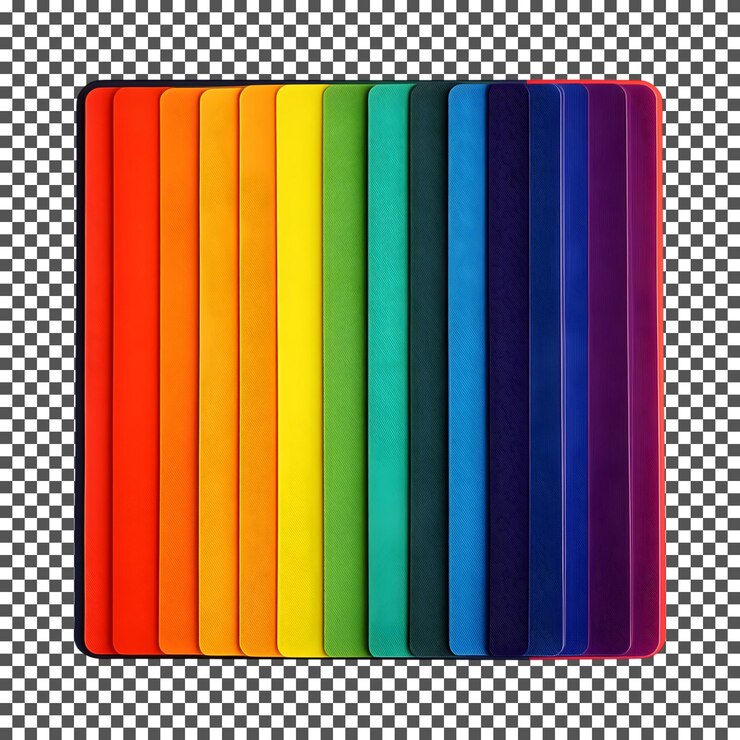 PSD paleta de colores del arco iris vibrante aislada sobre un fondo transparente