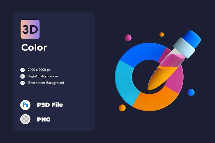 PSD paleta de colores de ilustración de icono 3d