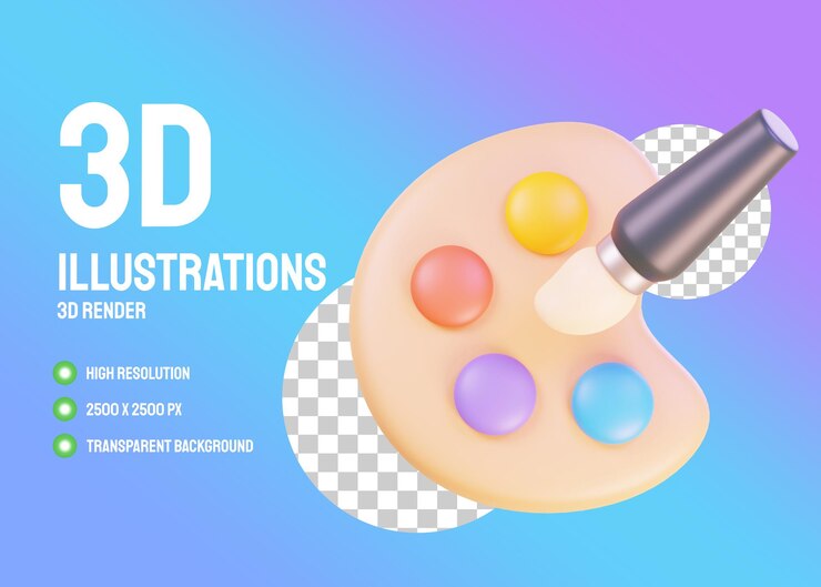 PSD paleta de colores ilustraciones en 3d