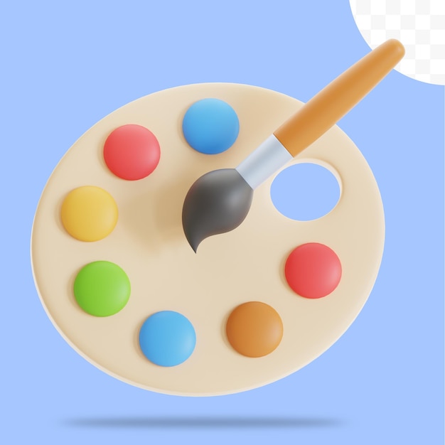 Paleta de arte com tinta e pincel coloridos