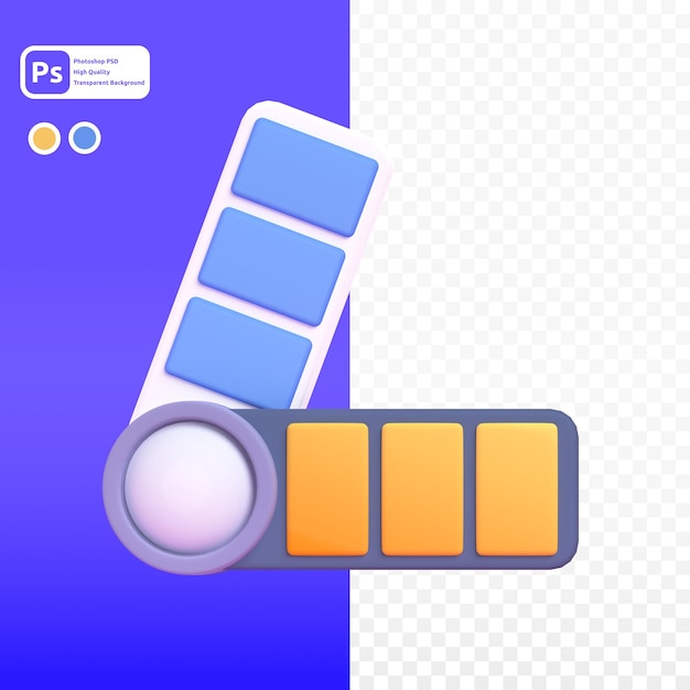 PSD paleta de cores em renderização 3d para apresentação na web de ativos gráficos ou outros