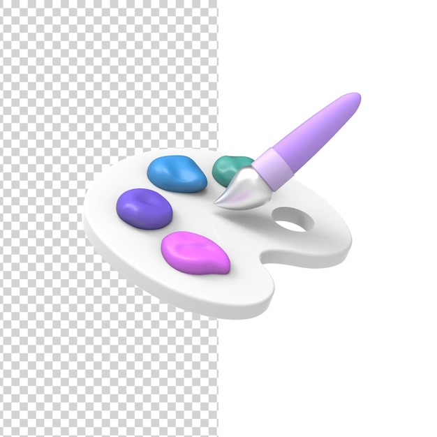 Paleta de cores pastel de arte com ferramenta de pincel para desenho de renderização 3d