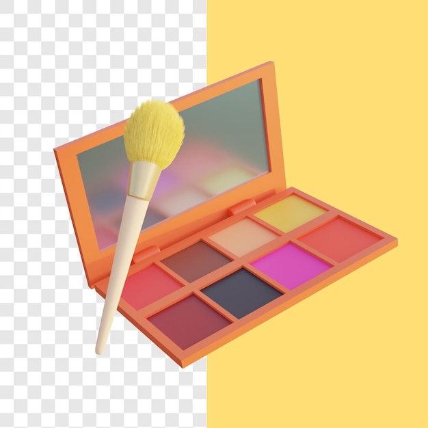 PSD paleta de sombra de olhos e kit de maquiagem de pincel 3d alfa fundo