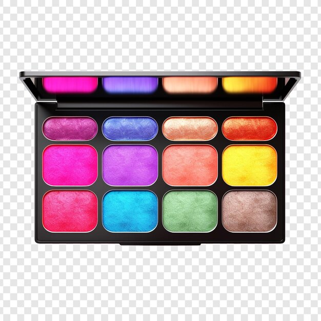 Paleta de sombras de olho de néon em cores vibrantes isoladas em fundo transparente