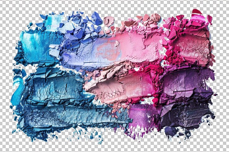 PSD paleta de maquillaje manchada sobre un fondo transparente