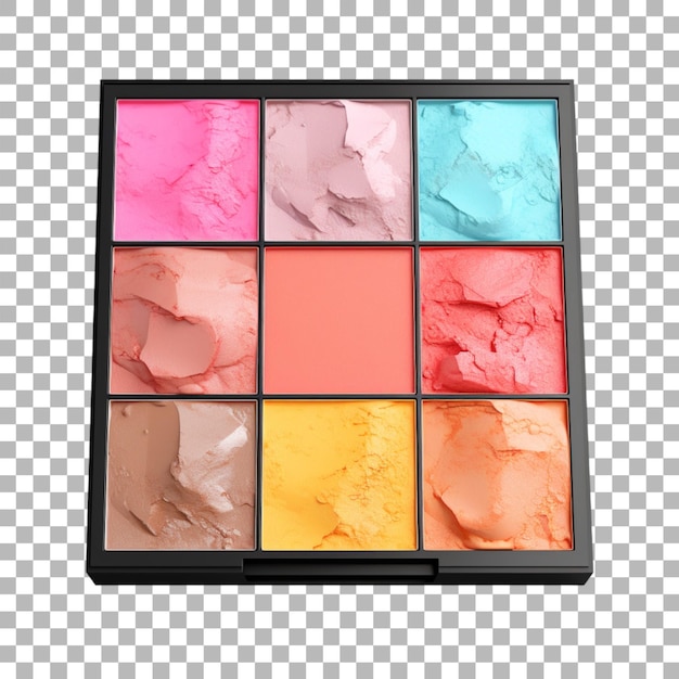 PSD paleta de maquillaje sobre un fondo transparente