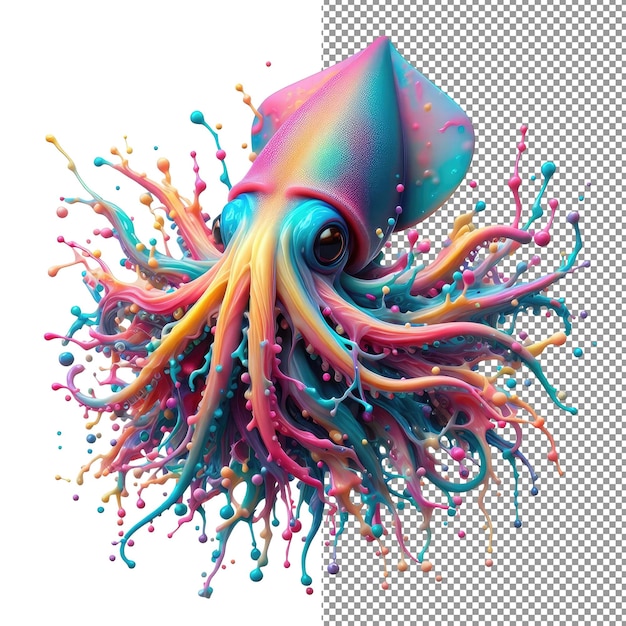 PSD paleta oceânica vibrant splashy design de criaturas marinhas