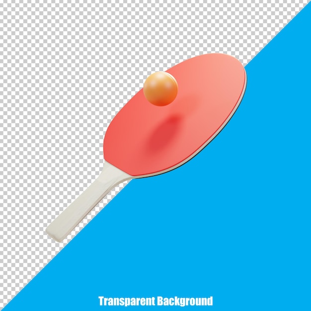 Paleta de ping pong realista estilizada en 3D sobre fondo transparente