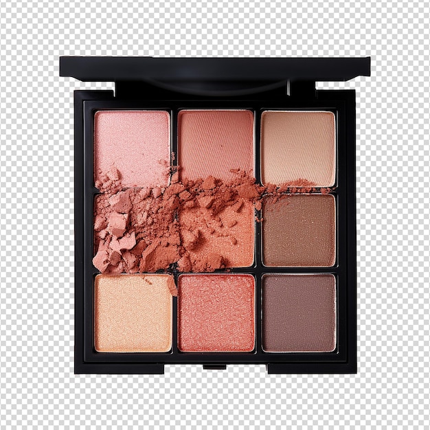 PSD paleta de sombras de ojos en colores vibrantes aislados en fondo transparente png.