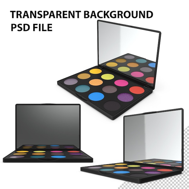 PSD paleta de sombras de ojos colorida con espejo png