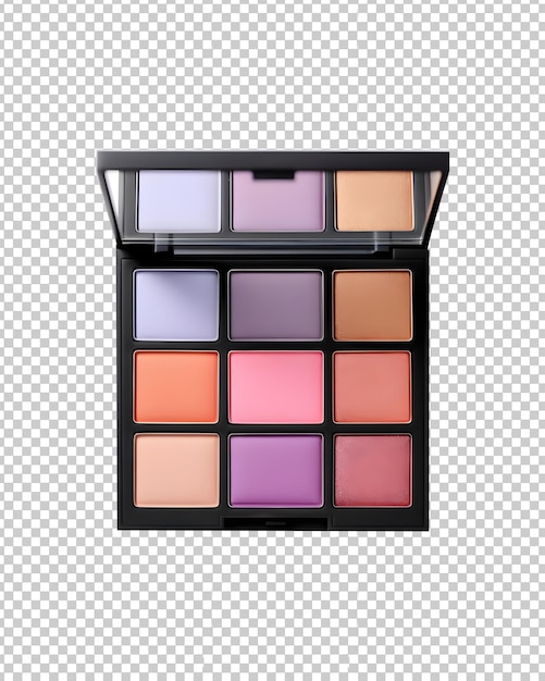 Paleta de sombras de ojos para maquillaje con espejo objeto aislado png sobre fondo transparente