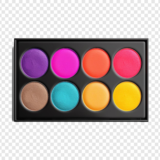 PSD paleta de sombras de ojos de neón en colores vibrantes aislados sobre un fondo transparente