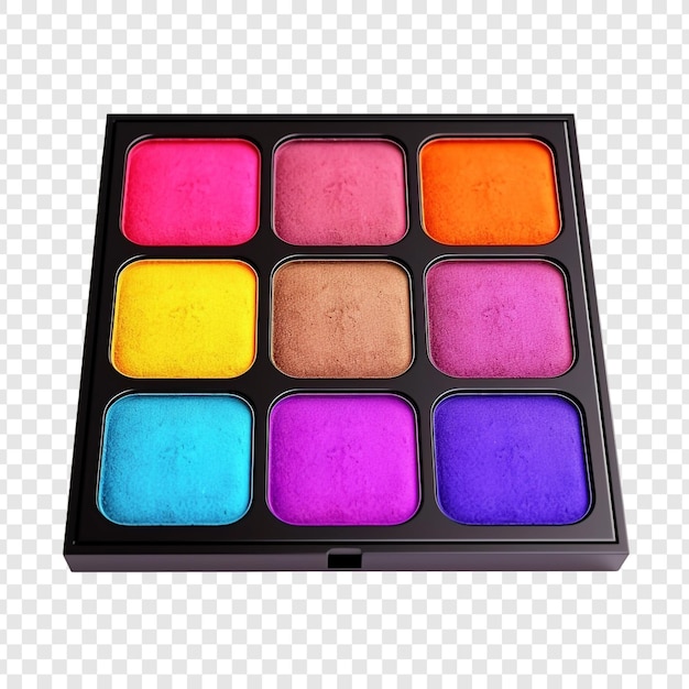 PSD paleta de sombras de ojos de neón en colores vibrantes aislados sobre un fondo transparente