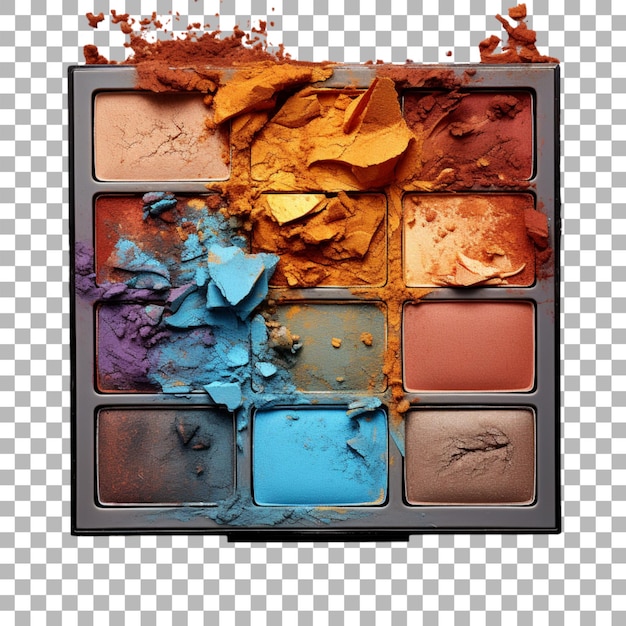 PSD paleta de sombras de ojos sobre un fondo transparente