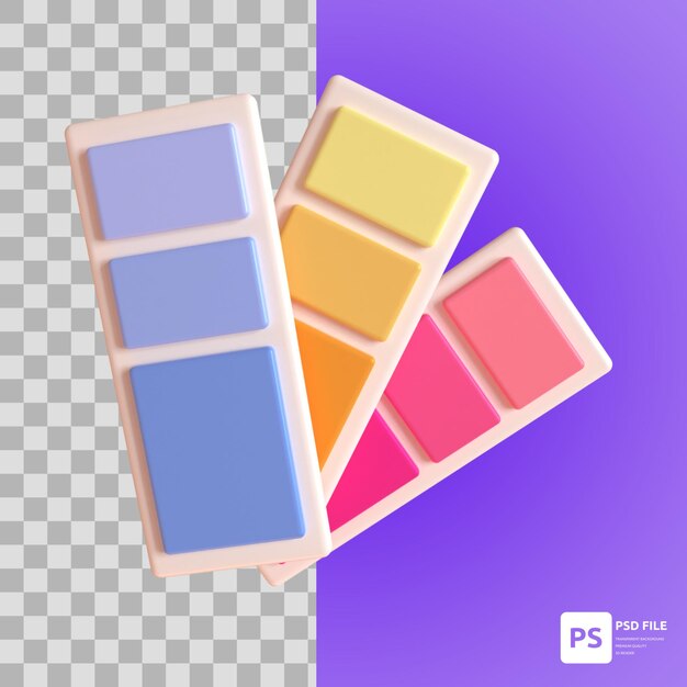 PSD palette de couleurs dans les actifs de conception d'illustration 3d pour l'image de présentation graphique du site web et autres