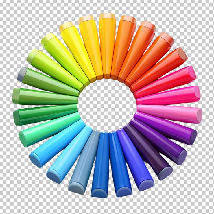 PSD palette d'arte con vernici miste colorate sullo sfondo trasparente