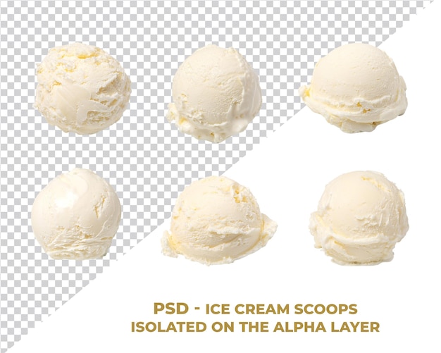 PALETTE DI GELATO PSD ISOLATE SULLO STRATO ALFA