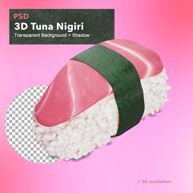 Palillos 3D aislados que sostienen Sashimi de atún en un fondo transparente
