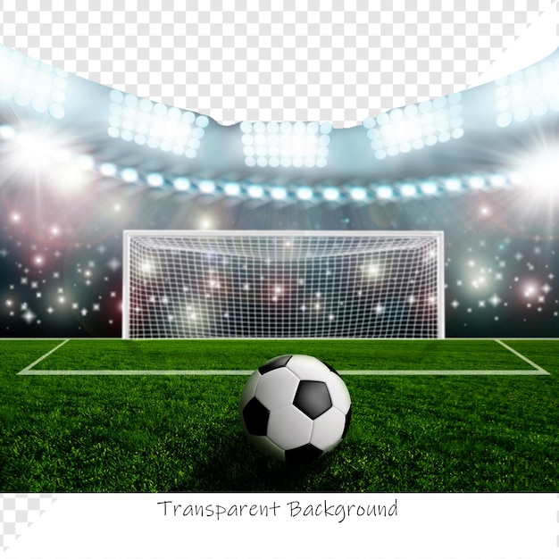 Palla da calcio sul campo verde dello stadio
