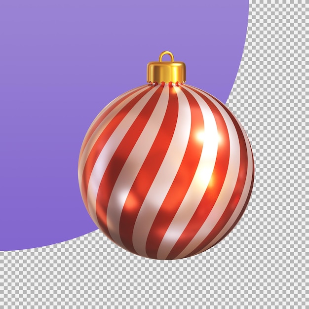 Palla di Natale rossa per la decorazione durante l'illustrazione 3d della stagione di Natale con il percorso di ritaglio