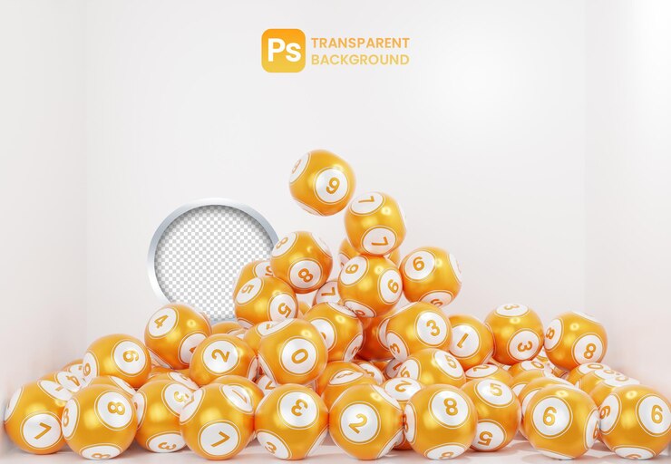 PSD palle di lotteria arancione con un numero casuale