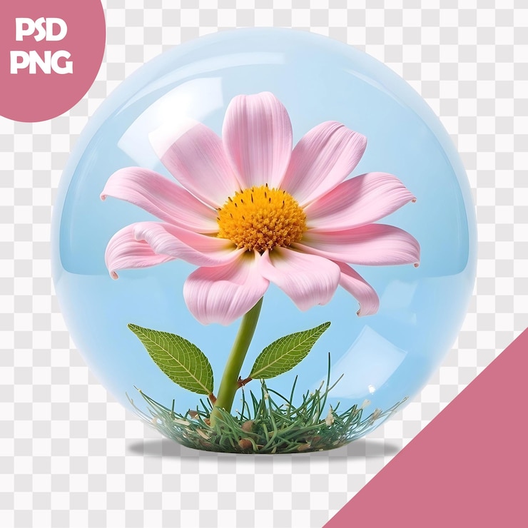 PSD palle di neve fiore realistico realistico isolato su trasparente o sullo sfondo