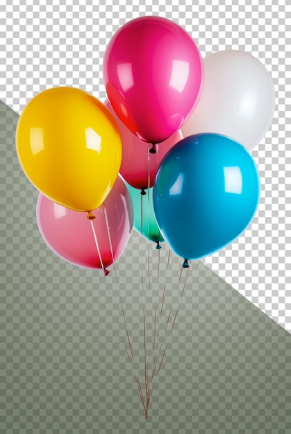 Palloncini colorati che galleggiano insieme in tonalità brillanti tagliati in stock png