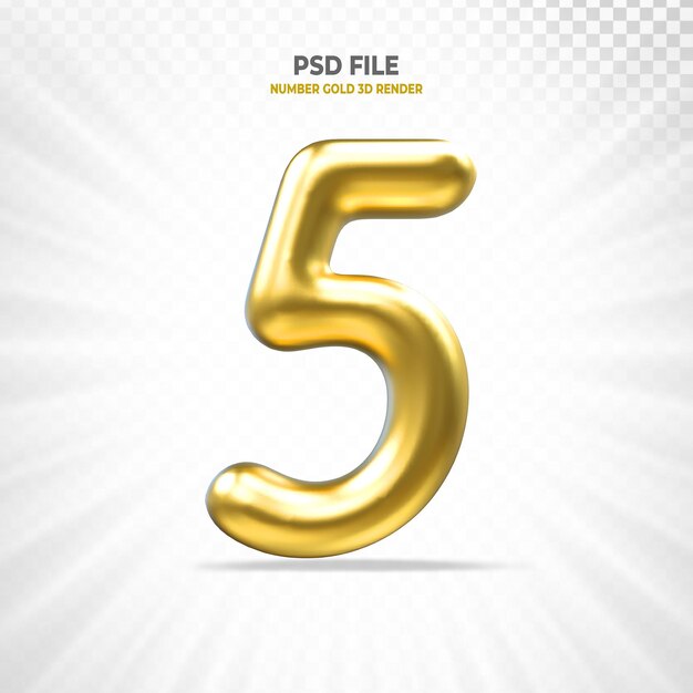 Palloncino d'oro 3D numero 5