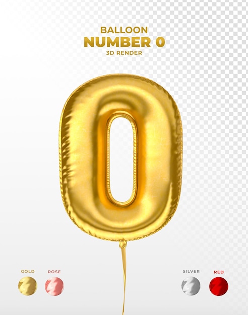 Palloncino di lamina d'oro realistico del numero 0 tagliato