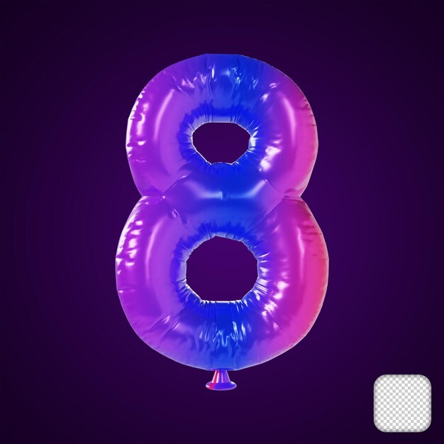 Palloncino numero 8 Rainbow 3D'illustrazione