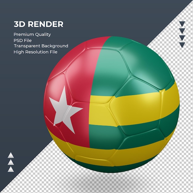 Pallone da calcio Togo bandiera realistica 3d rendering vista giusta