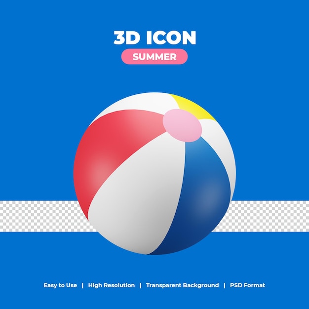 Pallone da spiaggia con illustrazione dell'icona di rendering 3d