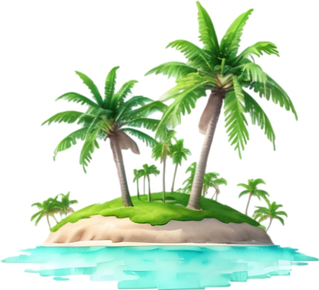 PSD palm tree on an island icon