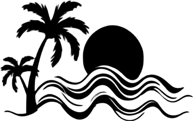 PSD palm trees and beach clipart