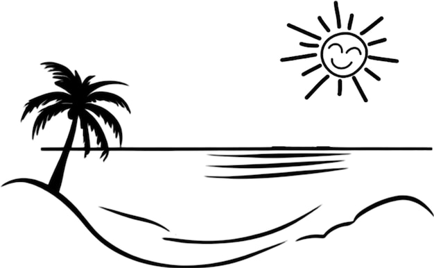 PSD palm trees and beach clipart