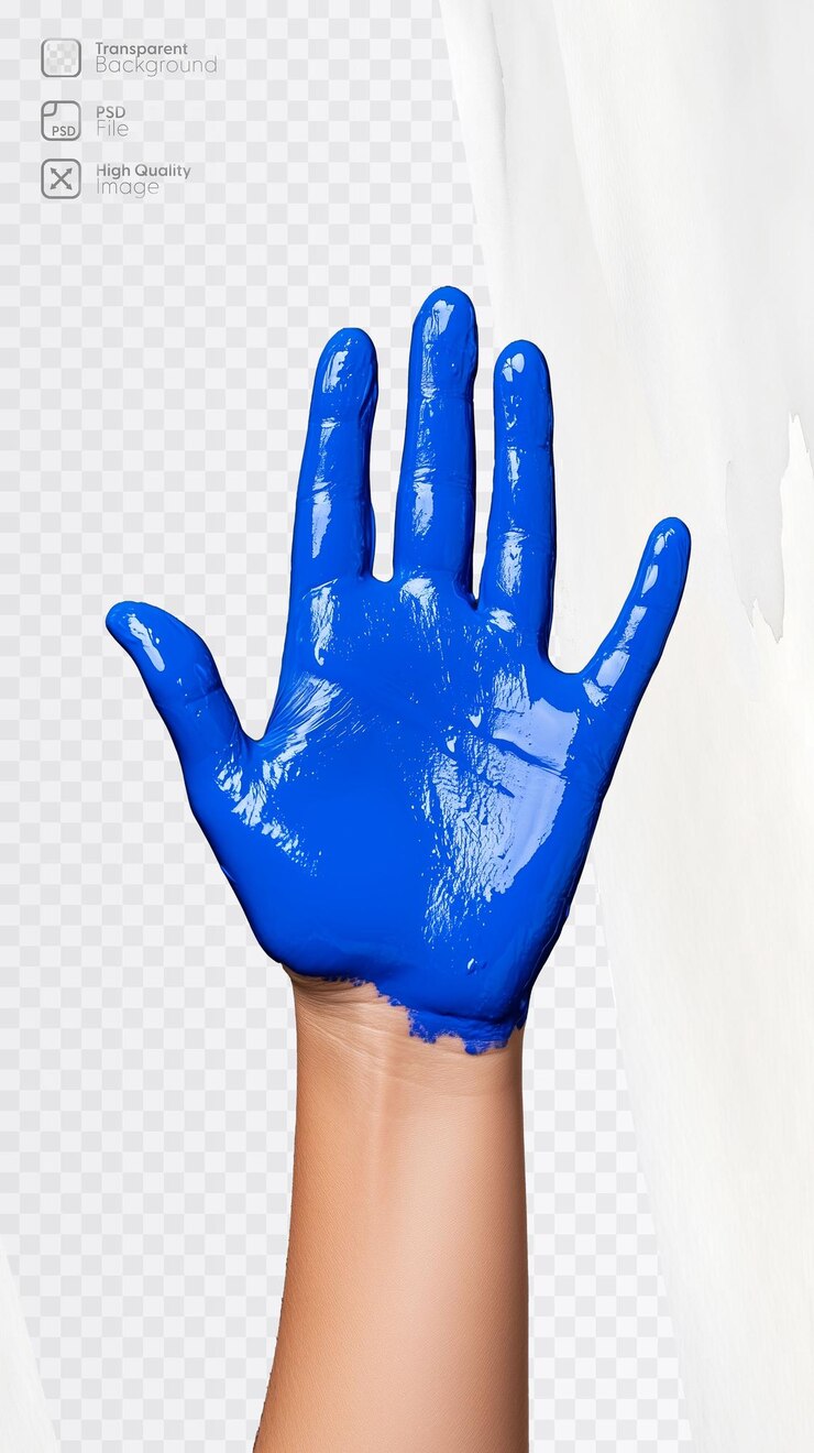 PSD palma levantada azul pintada a mano