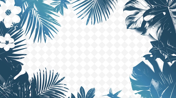 PSD palmblattrahmen umgeben von bougainvillea-blüten und humm kreative vektorkunstdesigns der natur
