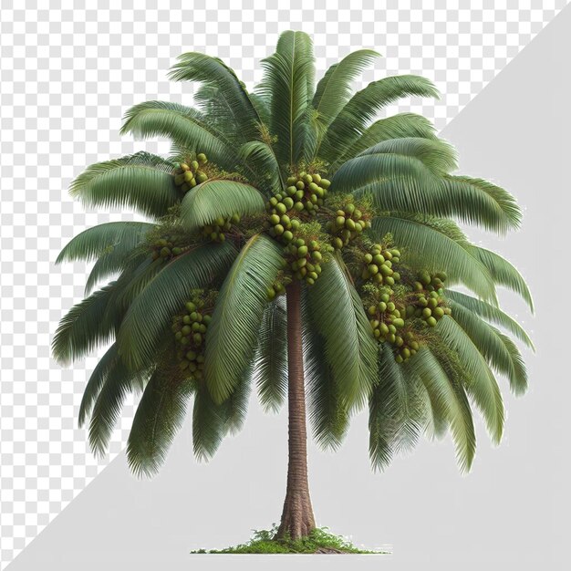 PSD palmeira de coco isolada em árvore de fundo transparente png imagem da natureza ícone avatar cocos nucifera