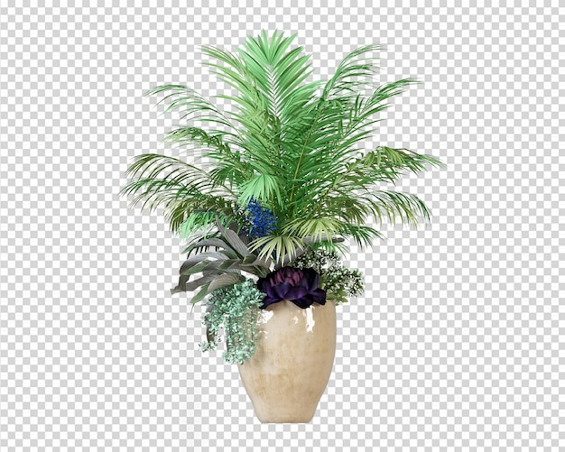 PSD palmeira tropical em pote em renderização 3d