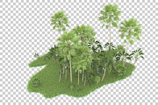 Palmen und Gras auf transparentem Hintergrund.